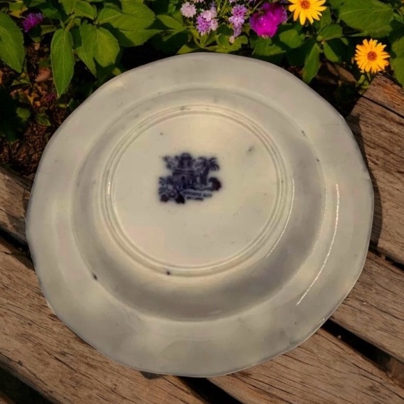 Antique Pair English Kyber Flow Blue Serving Bowls By W Adams And Co. Set of Two - Picture 8 of 12